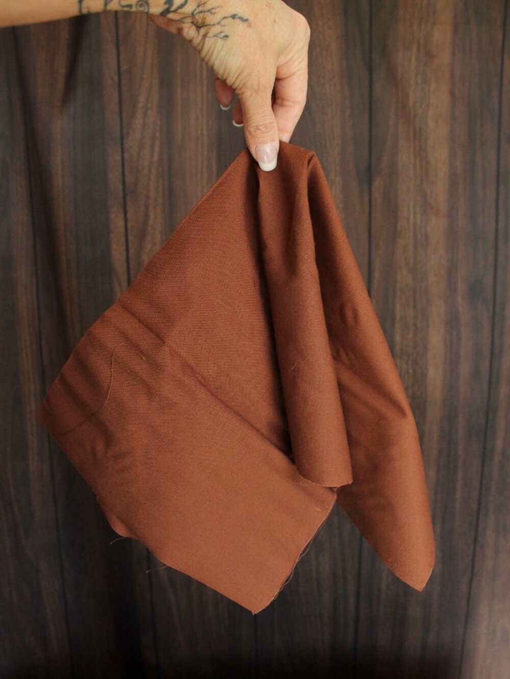 Vintage Fabric Fat Quarter, Brown Cotton Quilt Fabric Scrap, 18x22" - Picture 9 of 10